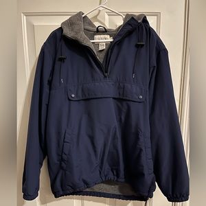 J.Crew Men’s Hooded Navy Blue Jacket with front kangaroo pocket